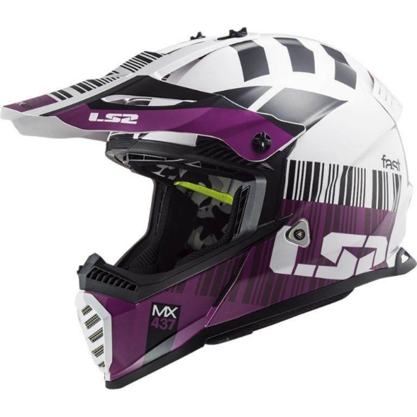 Motocross čelada LS2 Fast EVO Xcode (MX437), bela/vijolična