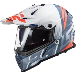 Motocross/enduro čelada z vizirjem LS2 Pioneer EVO Evolve (MX436), bela/modra