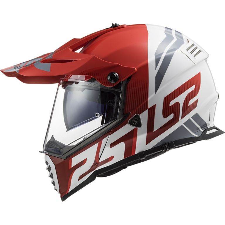 Motocross/enduro čelada z vizirjem LS2 Pioneer EVO Evolve (MX436), rdeča/bela