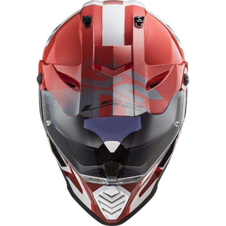 Motocross/enduro čelada z vizirjem LS2 Pioneer EVO Evolve (MX436), rdeča/bela