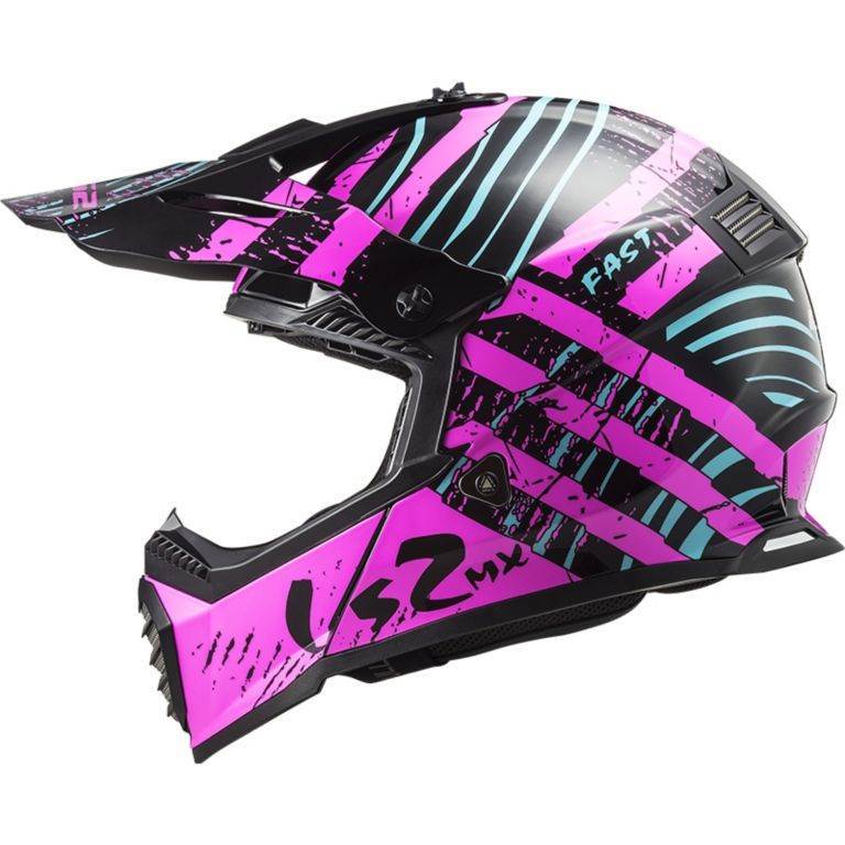 Motocross čelada LS2 Fast EVO Verve (MX437), črna/roza