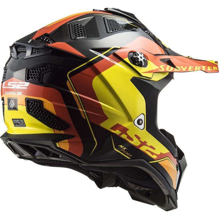 Motocross čelada LS2 Subverter EVO Arched (MX700), rumena/rdeča