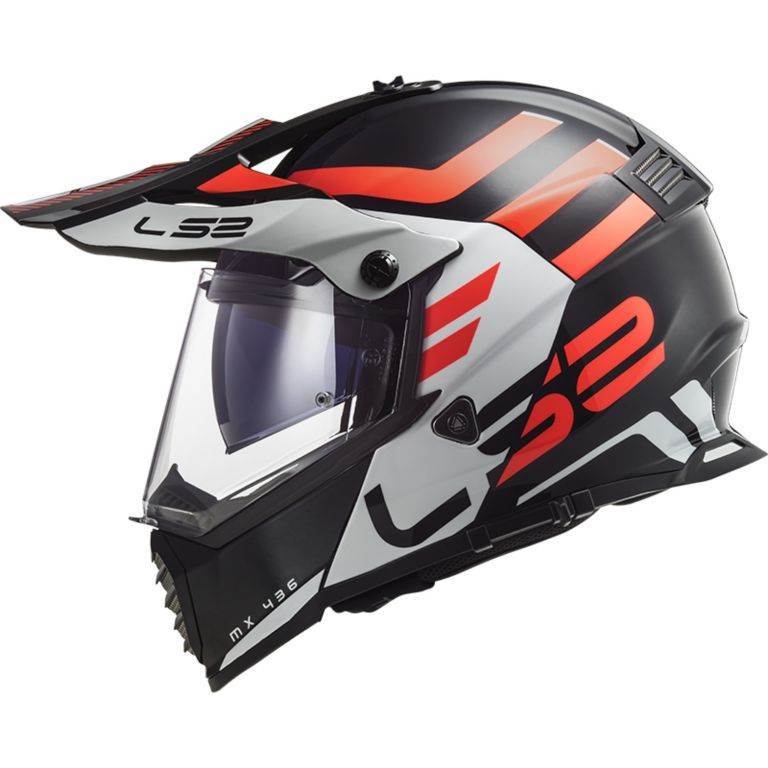 Motocross/enduro čelada z vizirjem LS2 Pioneer EVO Adventurer (MX436), črna/bela