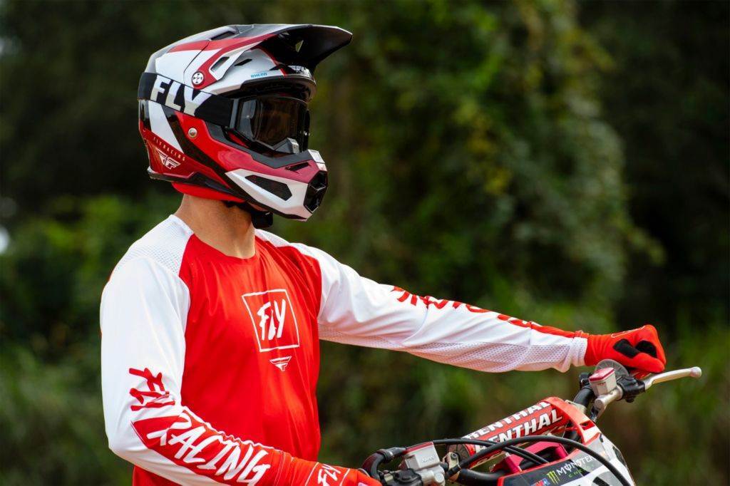 Motocross rokavice FLY MX Lite, rdeče/bele