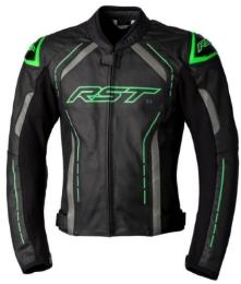 Športna usnjena motoristična jakna RST S1, črna/zelena
