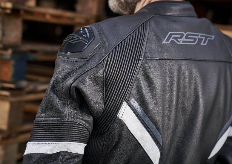 Športna usnjena motoristična jakna RST S1, črna/oranžna