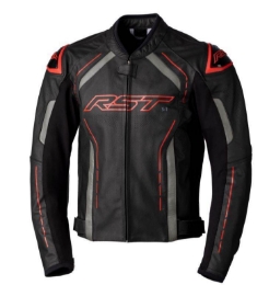 Športna usnjena motoristična jakna RST S1, črna/rdeča
