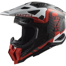 Premium motocross čelada LS2 X-Force carbon Victory (MX703), rdeča/bela